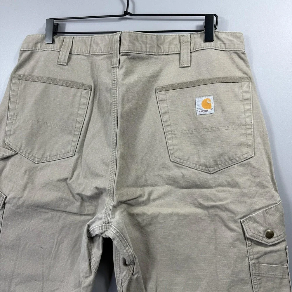 Carhartt Cargo Shorts Mens 38 Beige Canvas Workwear Relaxed Fit Utility Pockets